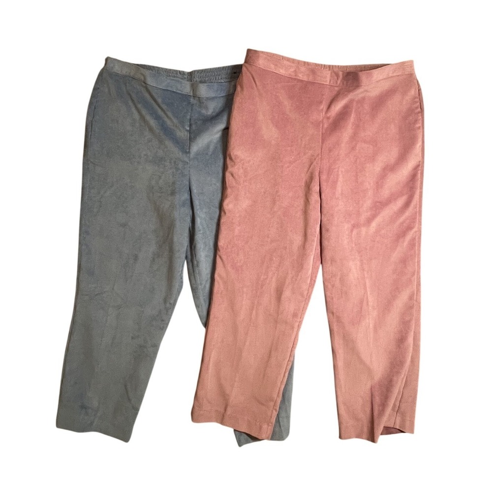 Alfred Dunner Women's Size 16 Corduroy Pants Set of 2 Pink‎ and Blue Elastic